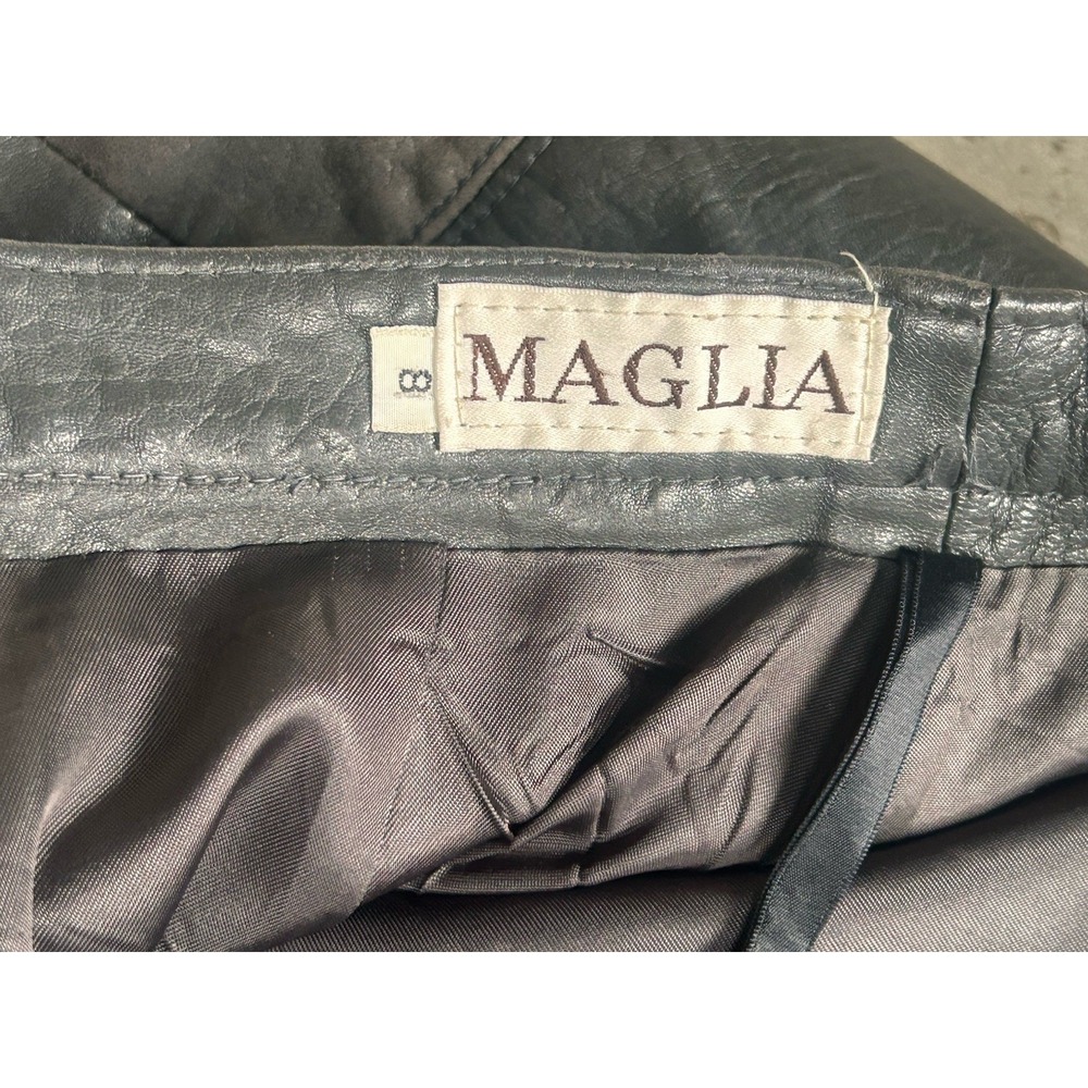 Maglia Vintage Dark Gray Leather Midi Pencil Skirt Size 8 USA Made - Picture 7 of 10